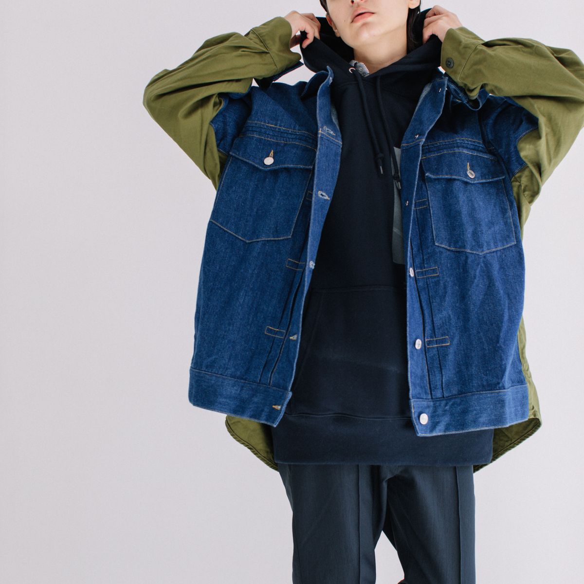 専門ショップ ブランバスク denim × ARMYバックサテン BIG Gジャン G