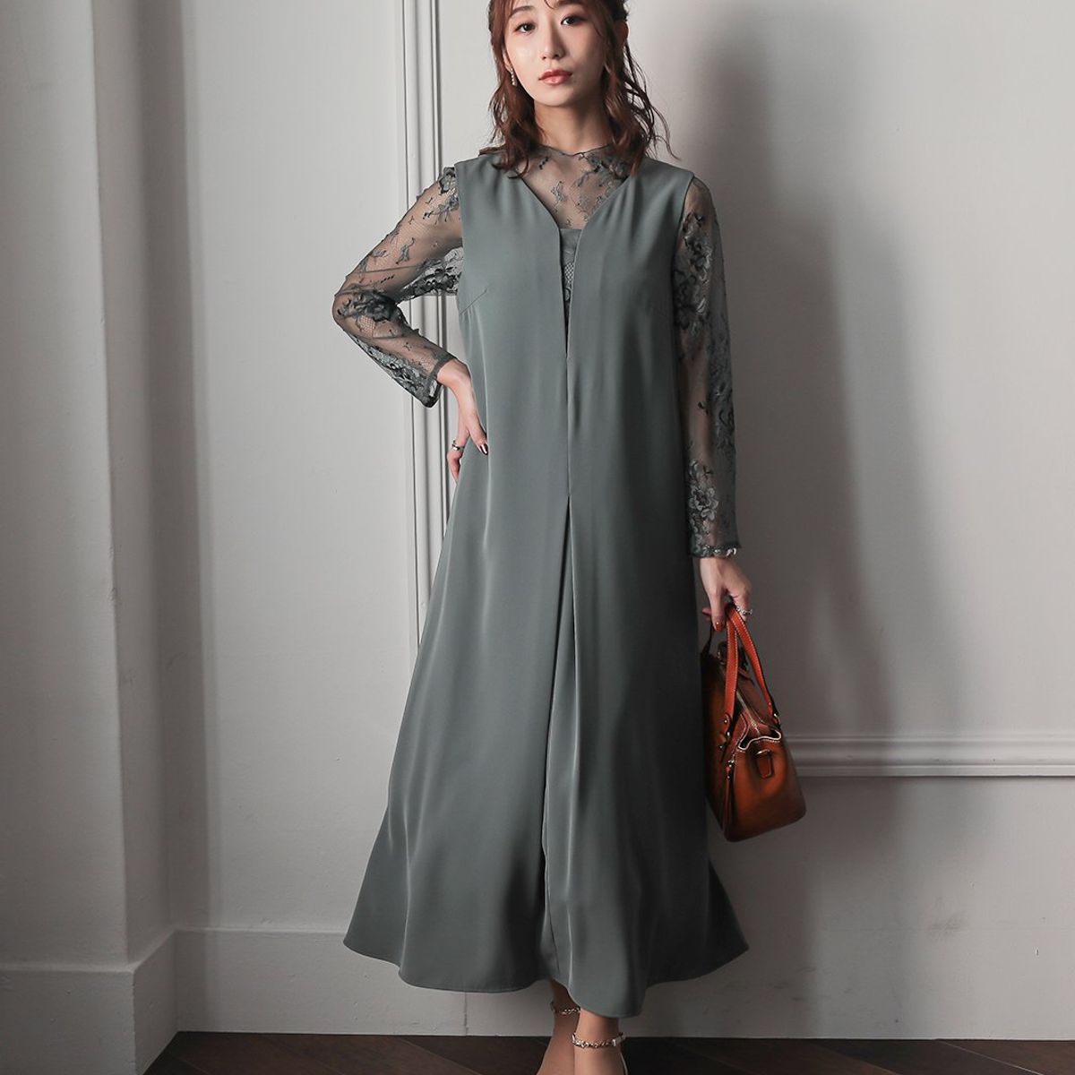 epic day】メローレースAラインロングドレス 【公式通販】