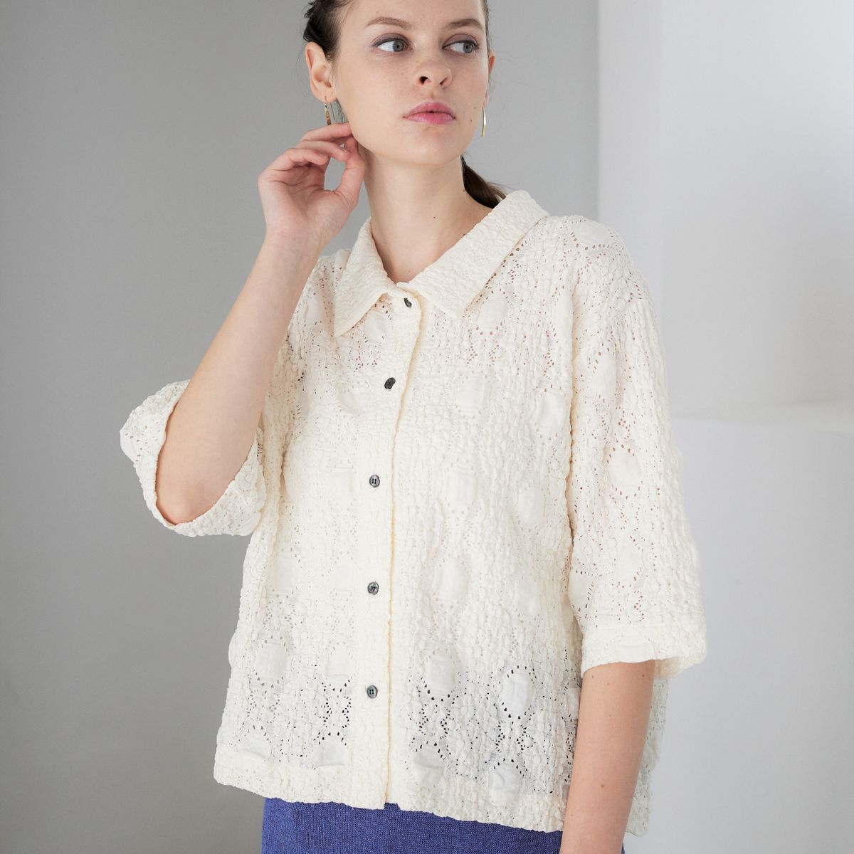 ストレッチレース ショート シャツ | equo | 服飾雑貨・アパレルの 