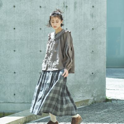 ヤクウール混 83丈裏付きタックギャザースカート | ubasoku | 服飾雑貨